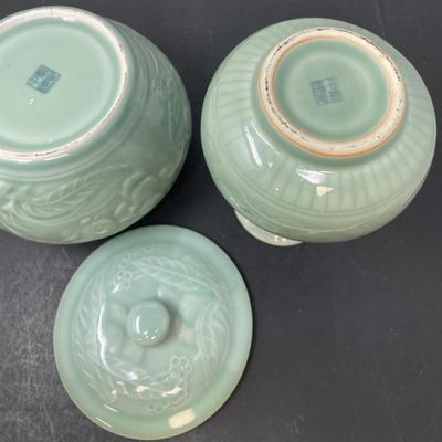 Two Chinese 20th Century Dish w/ Cover and Vase