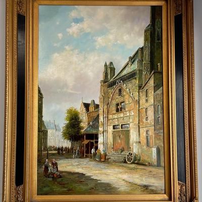 Signed F. Jailroy Oil Painting on Canvas/Framed 46 x 34