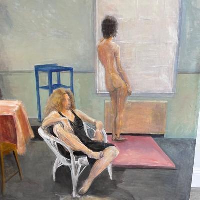 Sybil Ronis Oversized Nude Oil Painting 48 x 50