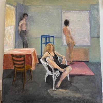 Sybil Ronis Oversized Nude Oil Painting 48 x 50