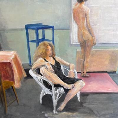 Sybil Ronis Oversized Nude Oil Painting 48 x 50