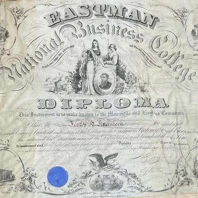 CIVIL WAR 1864 Eastman National Business College Diploma