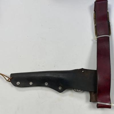 CIVIL WAR ERA MILITARY BELT WITH 1940 ERA HOLSTER