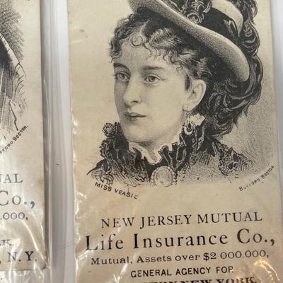 Trade Cards, 6 NJ Mutual Life Insurance Co. late 19th/early 20th century
