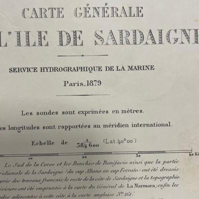 CARTE GENERALE DE L' ILE DE SARDAIGNE / PARIS 1889