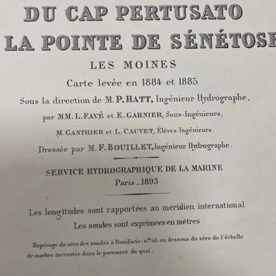 MER MEDITERRANEE / CORSE DU CAP PERTUSATO A LA POINTE DE SENETOSE LES MOINES Carte levee en 1884 et