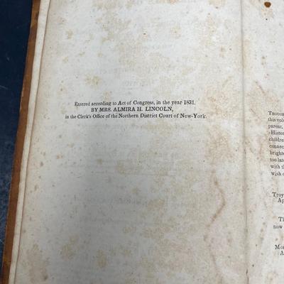 "Lectures on Botany" by Mrs. Almira H. Lincoln 1835 Fourth Edition Published by F.J. Huntington