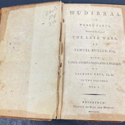 "Hudibras, in Three Parts, Written in the Time of the Late Wars" Vol. I by Samuel Butler, Esq. 1779