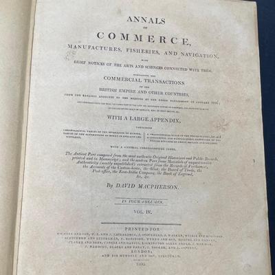 "Annals of Commerce" Vols. I-IV by David Macpherson 1805