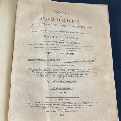 "Annals of Commerce" Vols. I-IV by David Macpherson 1805