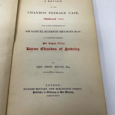 Samuel Egerton Brydges: A Review of the Chandos Peerage Case.               1834 Edition.