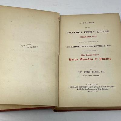 Samuel Egerton Brydges: A Review of the Chandos Peerage Case.               1834 Edition.