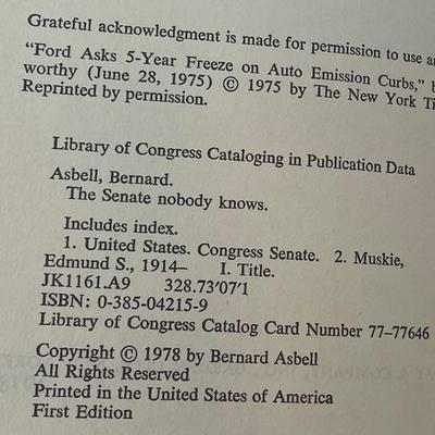 Bernard Asbell, The Senate Nobody Knows