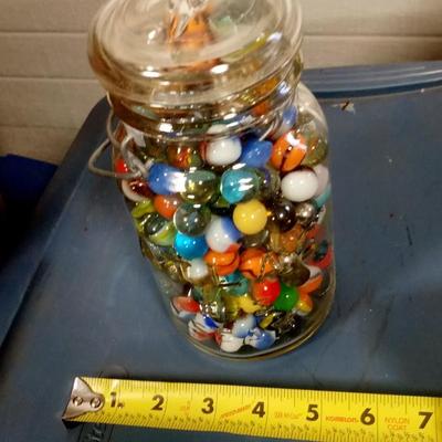 LOT 134 OLD JAR OF MARBLES
