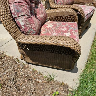 Pair of Synthetic Rattan Gliders, Ottoman & More. (FP-JS)