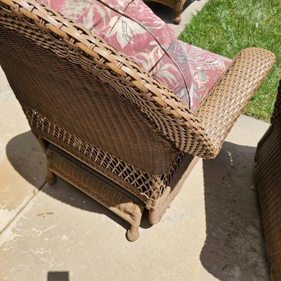 Pair of Synthetic Rattan Gliders, Ottoman & More. (FP-JS)