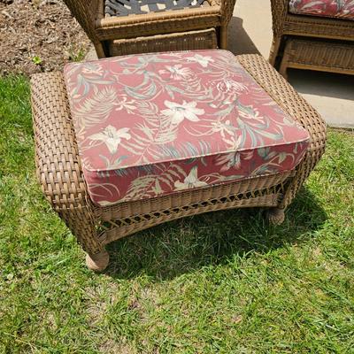 Pair of Synthetic Rattan Gliders, Ottoman & More. (FP-JS)