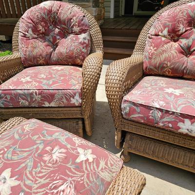 Pair of Synthetic Rattan Gliders, Ottoman & More. (FP-JS)