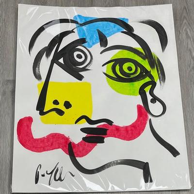 Peter Keil (B. 1942) Original - Joan Miro Style Oil Acrylic Abstract Painting