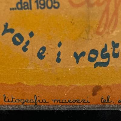 Original Vintage Large Italian Menu for a Collector Framed on Board