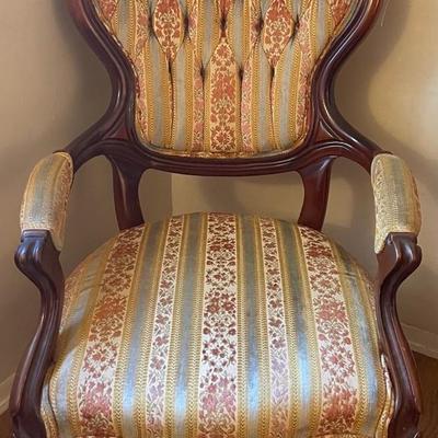 Antique Victorian Era Style Arm Chair with Foot Stool