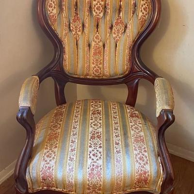Antique Victorian Era Style Arm Chair with Foot Stool