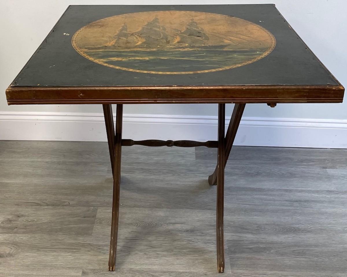 Antique Folding Bridge Table