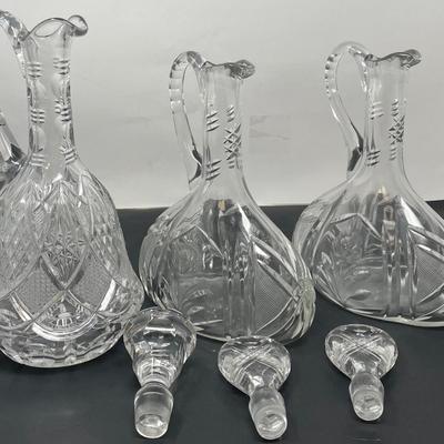 Three Glegant Bohemia Crystal Decanter