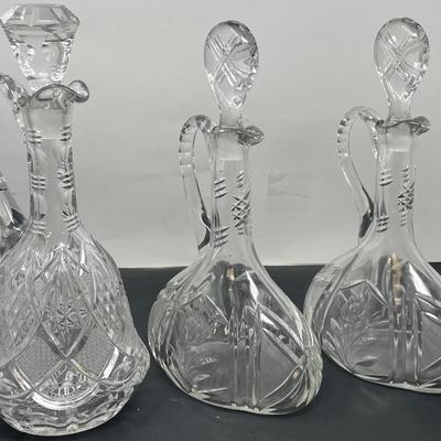Three Glegant Bohemia Crystal Decanter