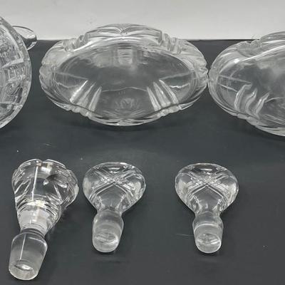Three Glegant Bohemia Crystal Decanter