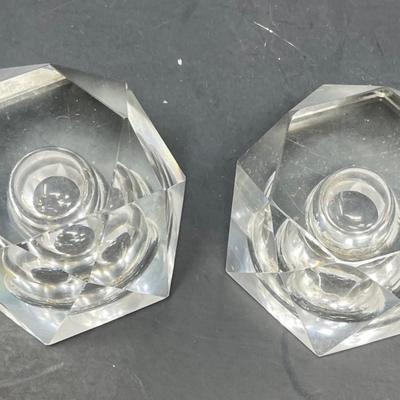 Twin Crystal Glass Candle Holder