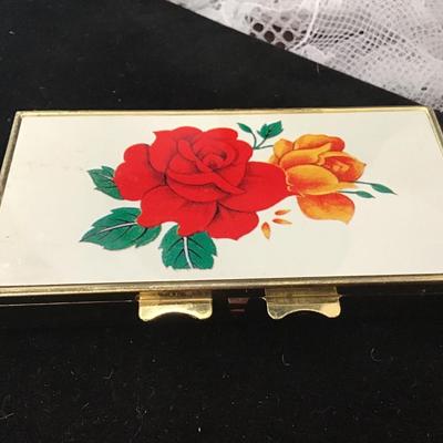 Vintage Floral Pill Box Willitts Exclusive Imports Japan