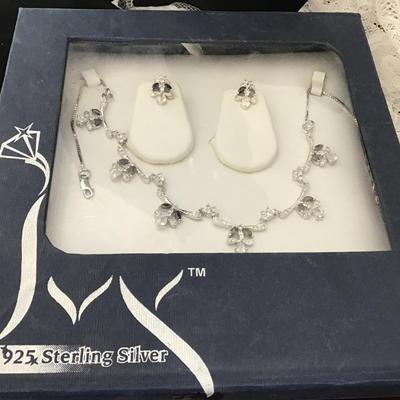 Sterling 925 Necklace with Earrings Statement