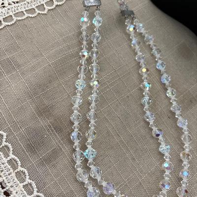 Vintage Aurora Borealis Multi Strand Necklace & Clip On