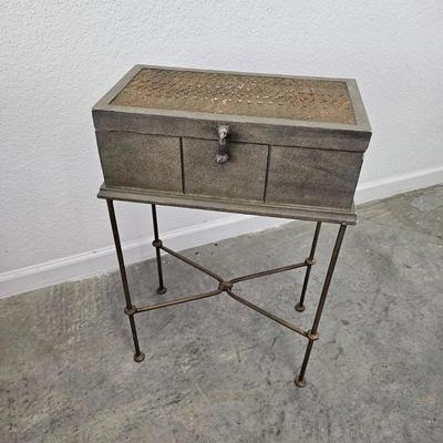 Wooden Chest on Metal Legs (G-JS)