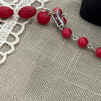 Red vintage beaded Japan necklace