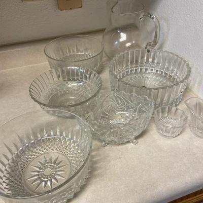 K16- Glass/crystal bowls & pitcher