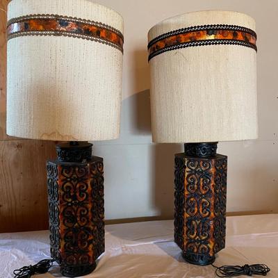 MID-CENTURY PATTERNED LAMPS