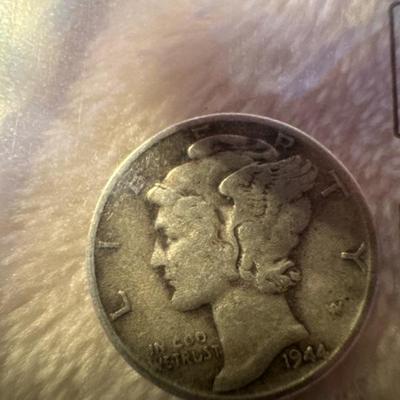 1944 MERCURY SILVER DIME VF