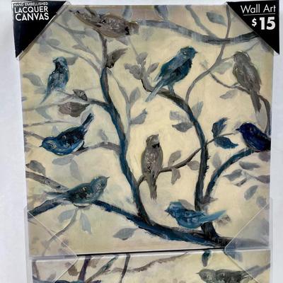 Wall Decor -2 individually mounted artwork pieces with birds and tree branches