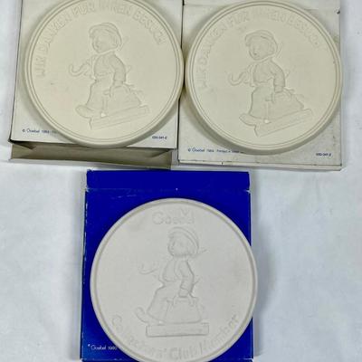 Lot of 3 Goebel Hummel Collectors club Member Bisque Plaque Medallion