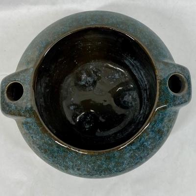 Vintage Vase green blue brown ceramic pottery MCM
