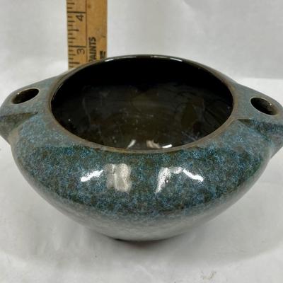 Vintage Vase green blue brown ceramic pottery MCM