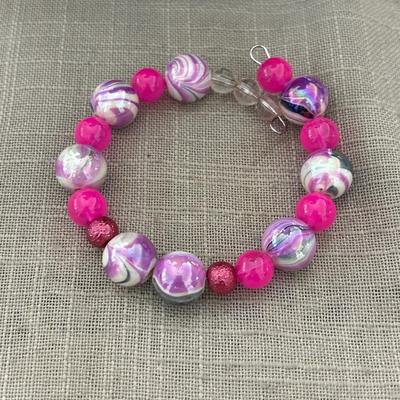 Pink and purple beaded bracelet