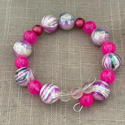 Pink and purple beaded bracelet