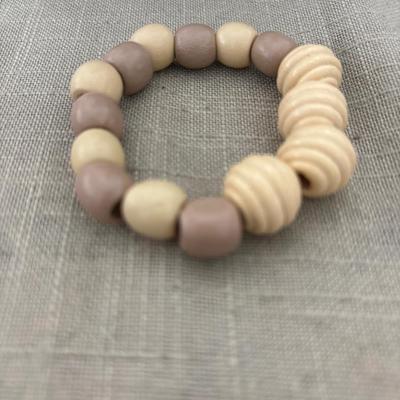Tan and light brown beaded wooden bracelet