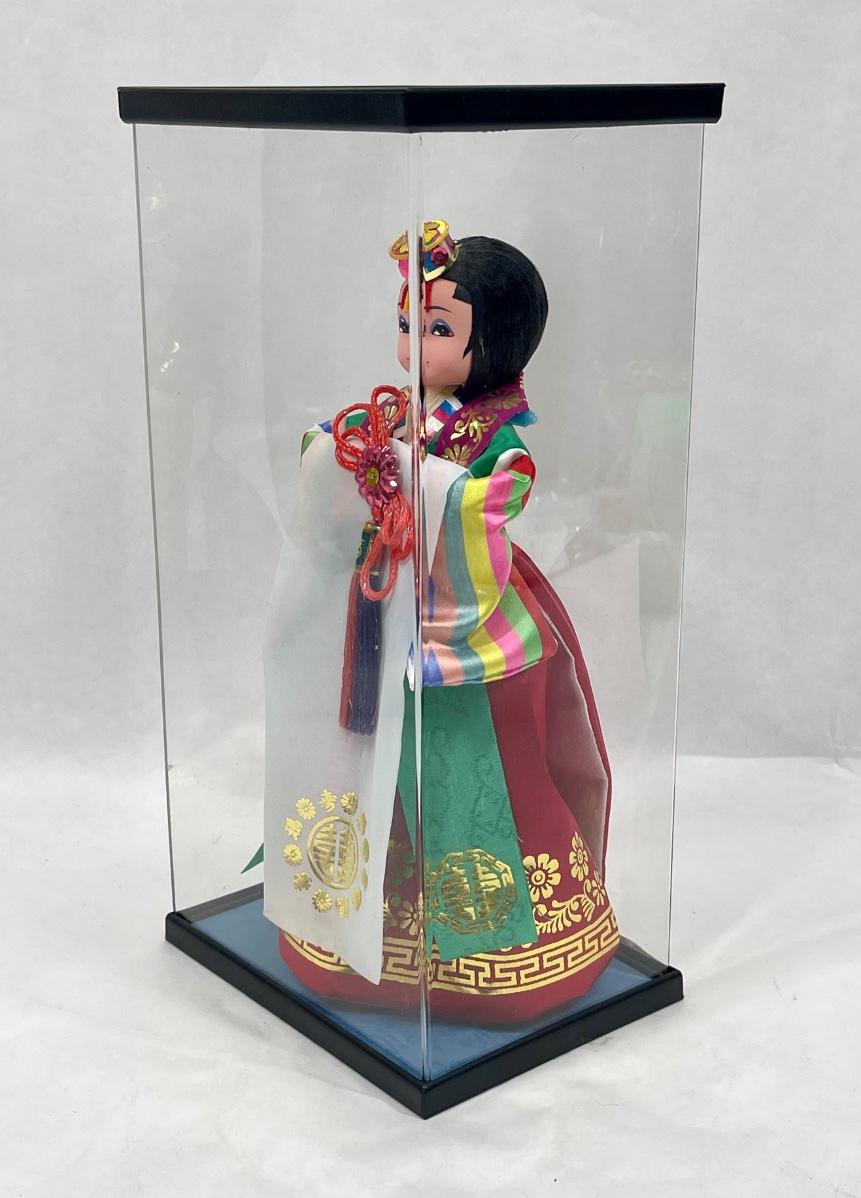 Korean Native Doll in Traditional Hanbok Ceremonial Wedding Display Case