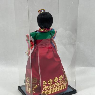Korean Native Doll in Traditional Hanbok Ceremonial Wedding Display Case - no lid