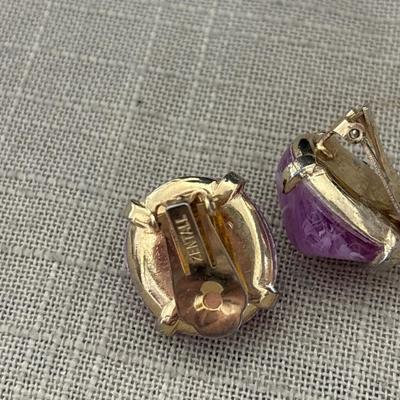 Zentall vintage purple clip on earrings