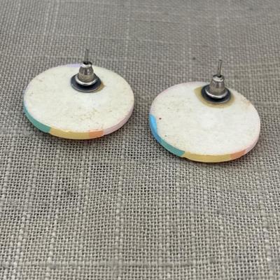 Round vintage rainbow pastel earrings